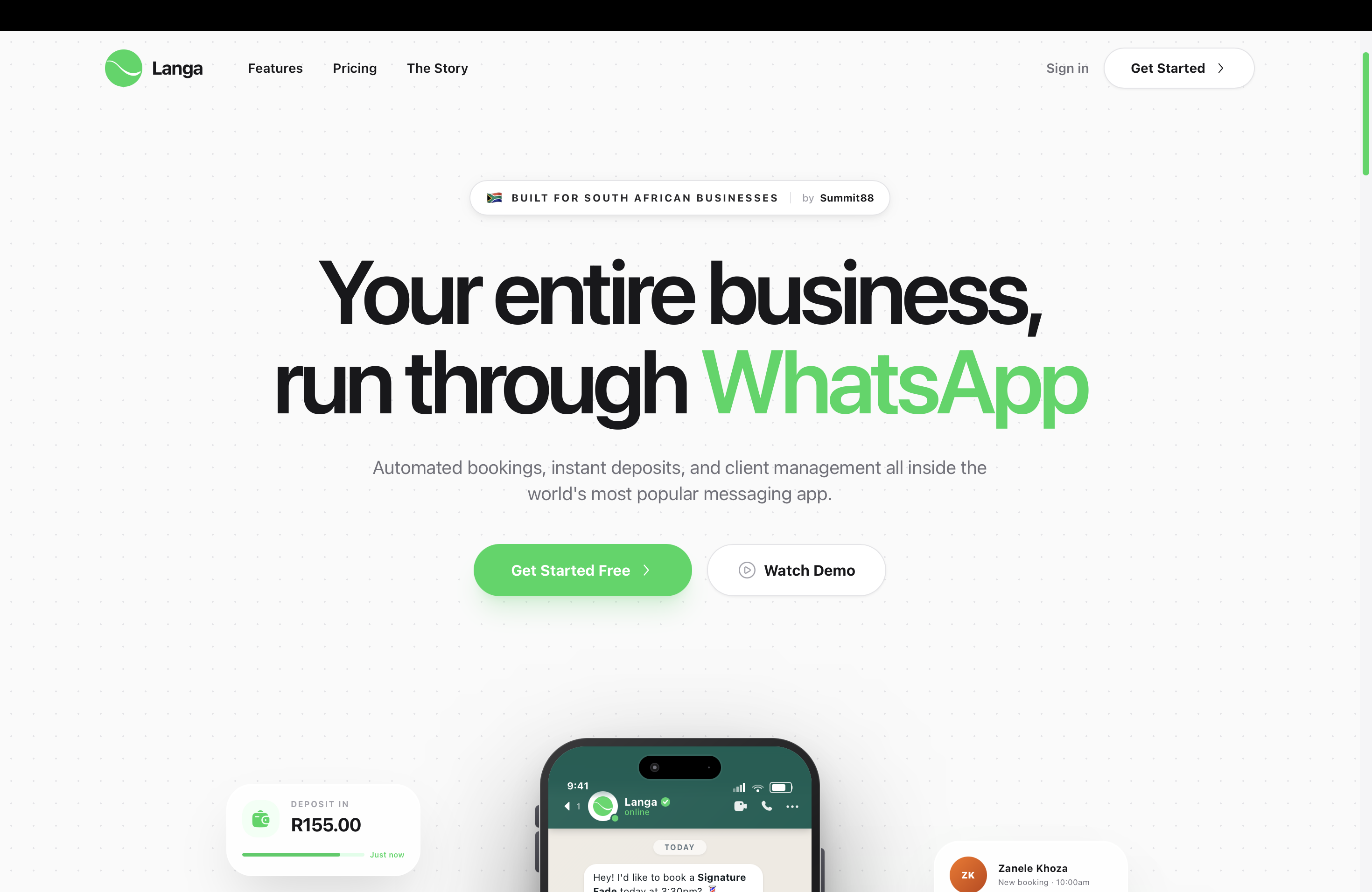LangaChat website homepage